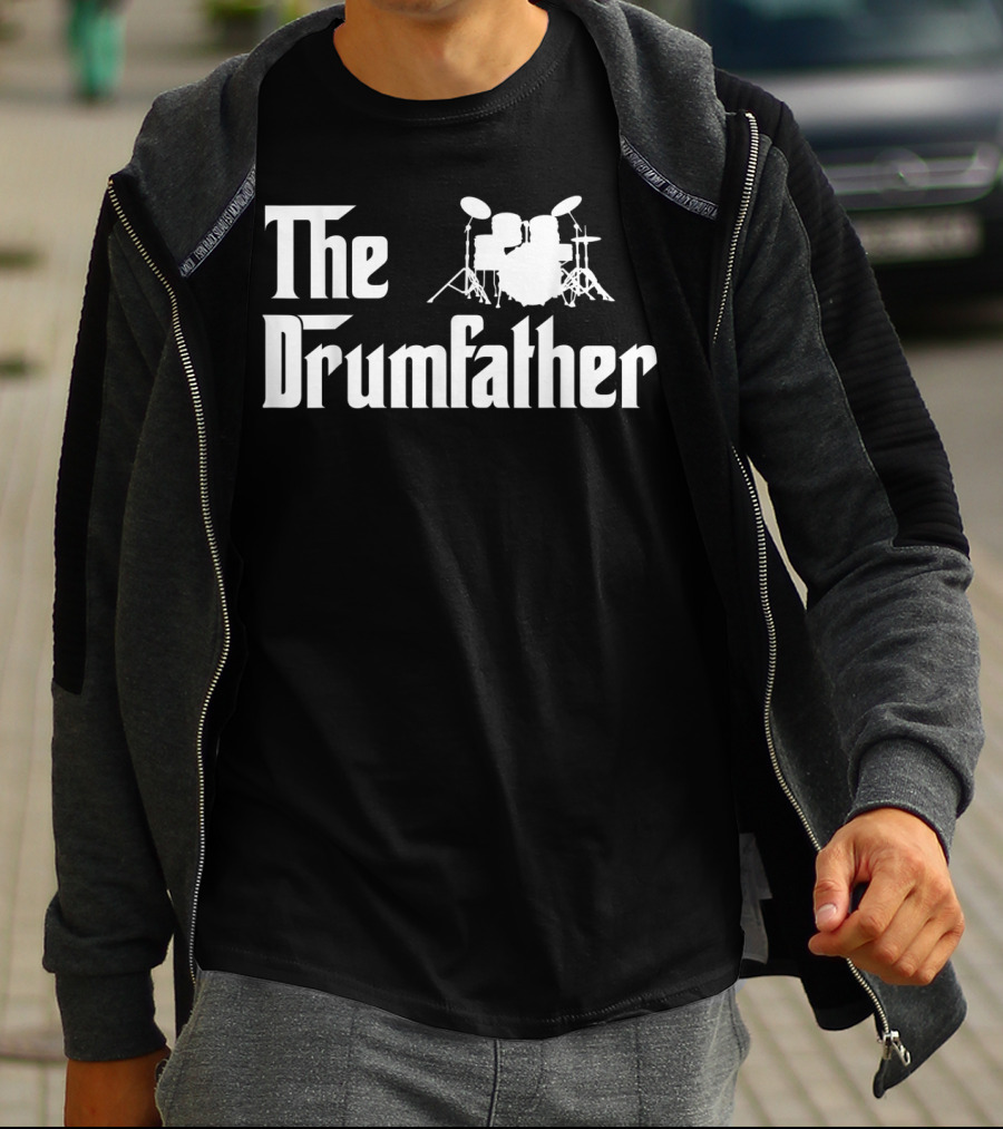 The Drumfather Funny Drummer Parody With Drum Kit T-Shirt