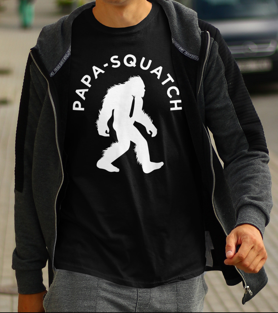 Papa Sasquatch Cute Cryptid Father Bigfoot Walking T-Shirt
