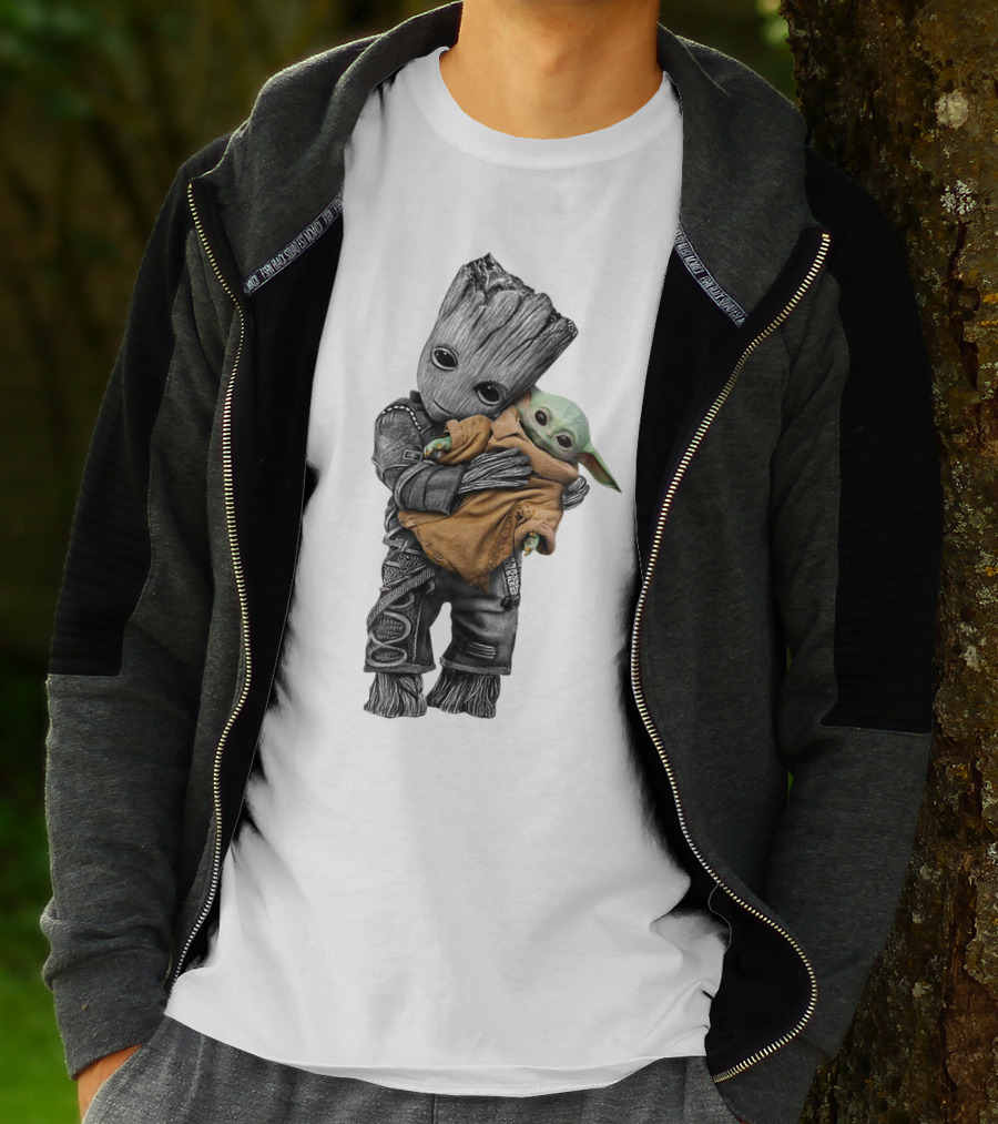 Groot Holding Baby Yoda T-Shirt