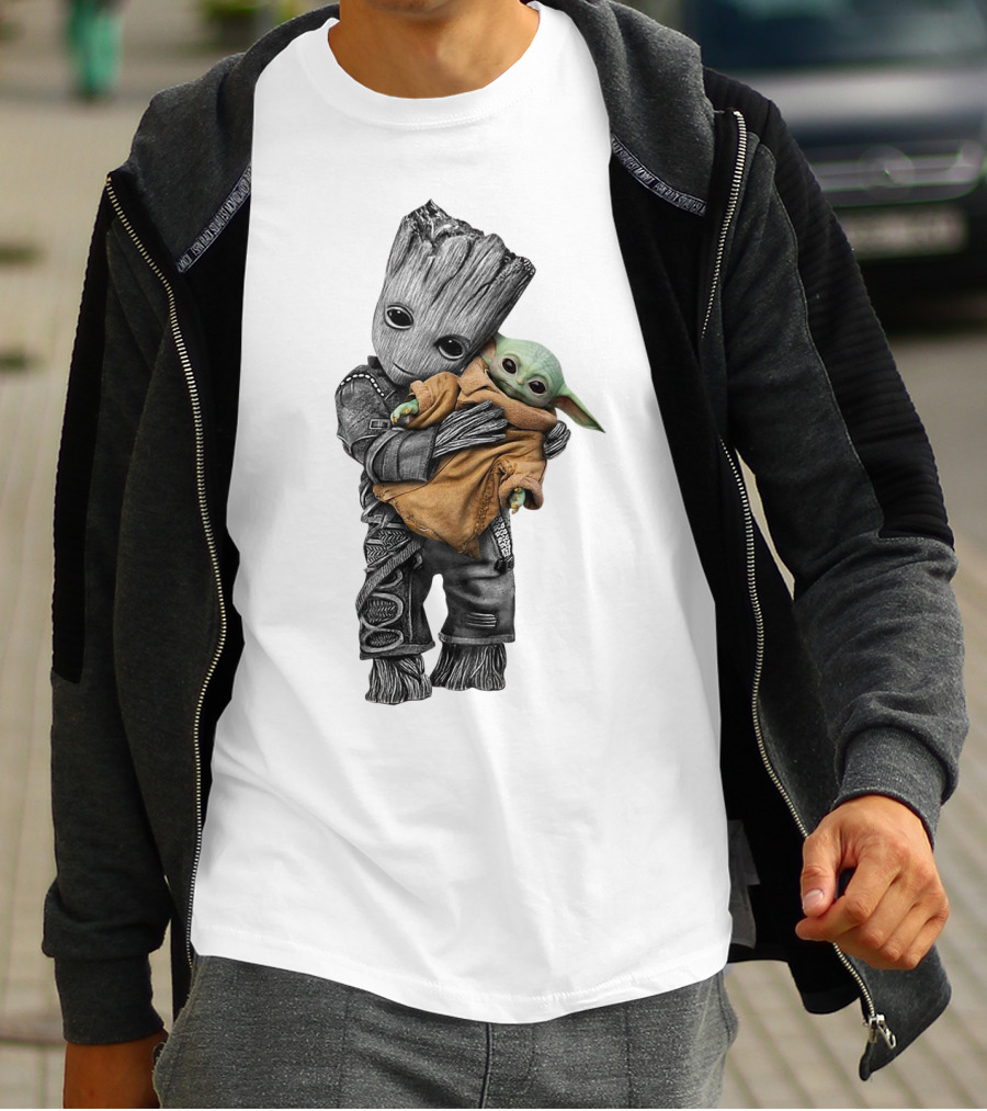 Groot Holding Baby Yoda T-Shirt