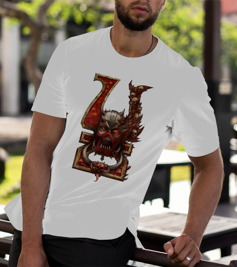 Khorne Chaos Symbol Warhammer 40K Skull Throne T-Shirt