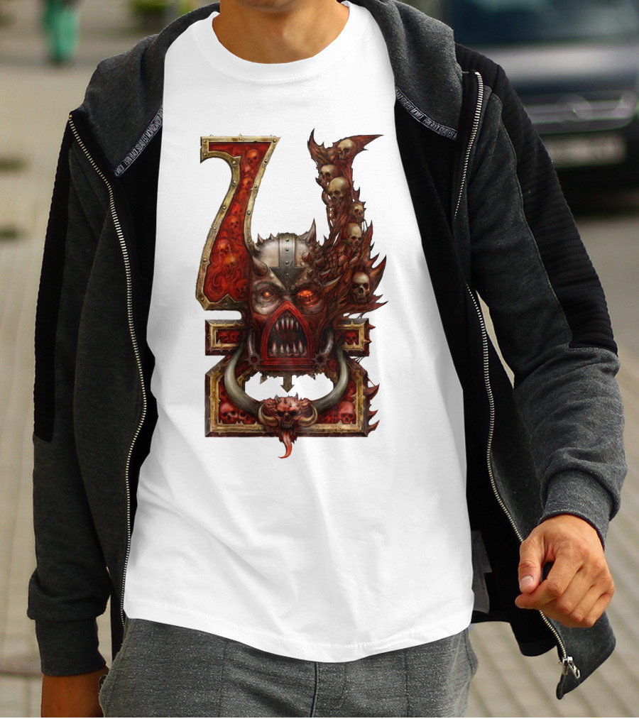 Khorne Chaos Symbol Warhammer 40K Skull Throne T-Shirt