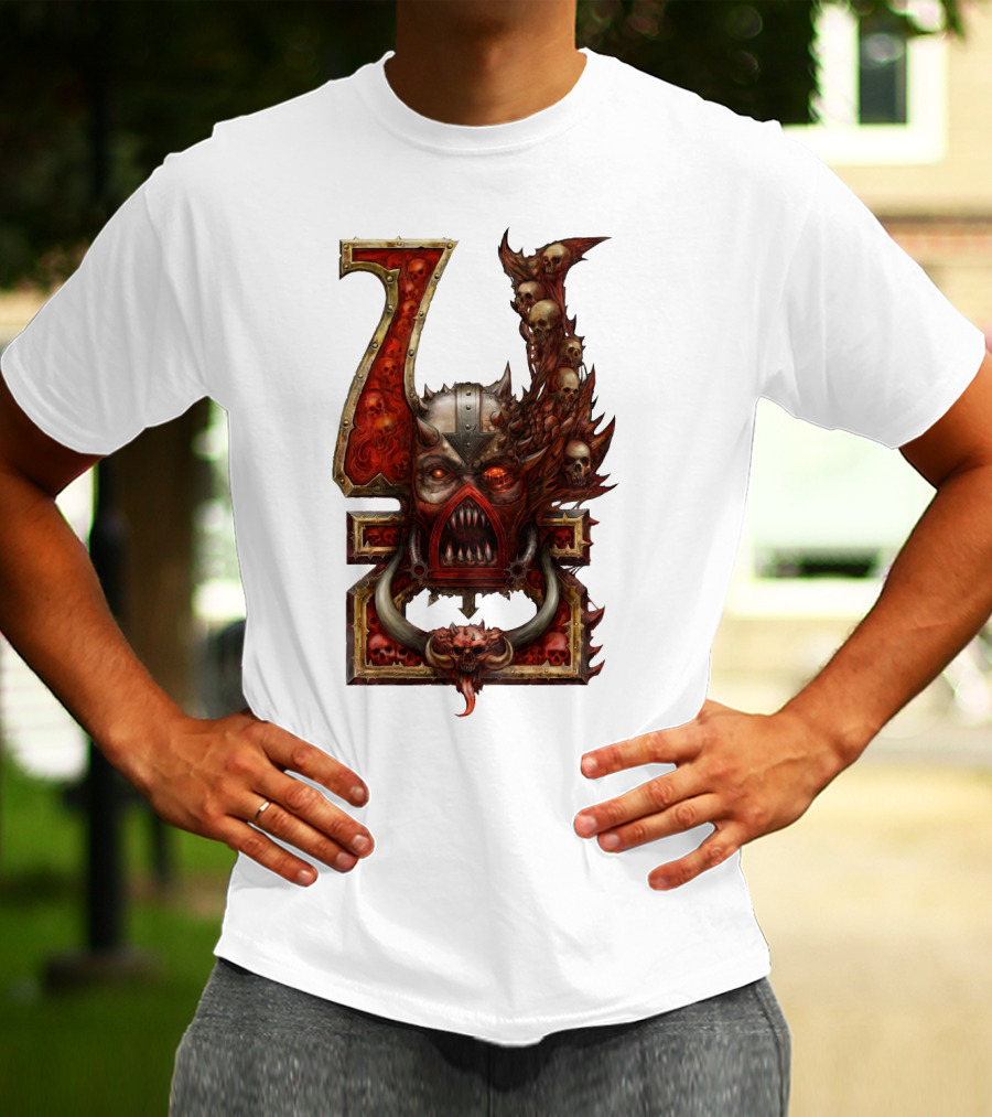 Khorne Chaos Symbol Warhammer 40K Skull Throne T-Shirt