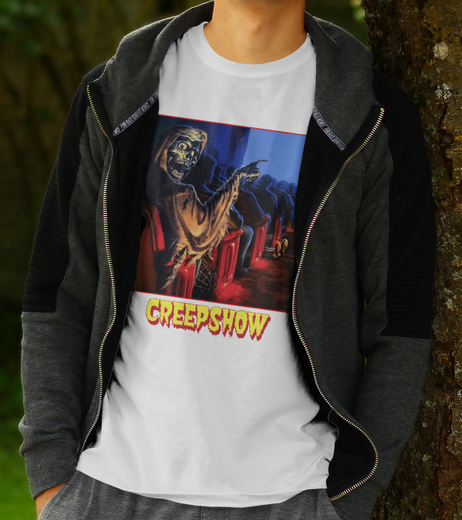 Creepshow Skeleton Ushers Menacing Audience In Theater Scene T-Shirt