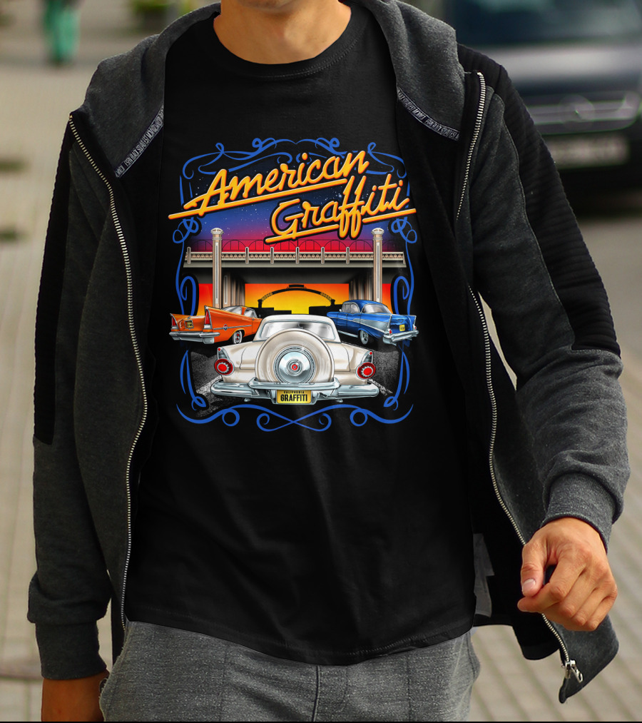 American Graffiti Classic Cars Scene T-Shirt