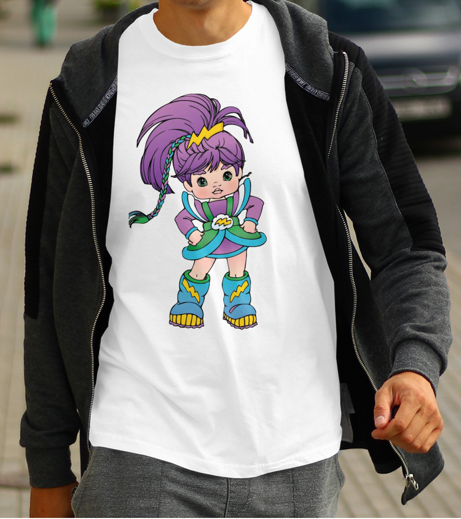 Rainbow Brite Stormy Character With Purple Hair And Lightning Bolt T-Shirt