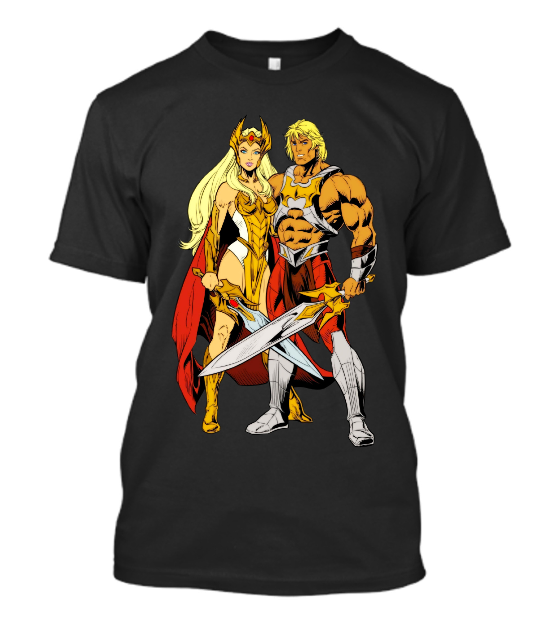She-Ra And He-Man Classic Characters With Swords T-Shirt