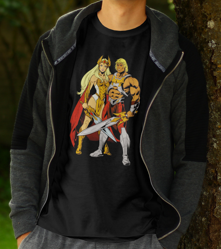 She-Ra And He-Man Classic Characters With Swords T-Shirt