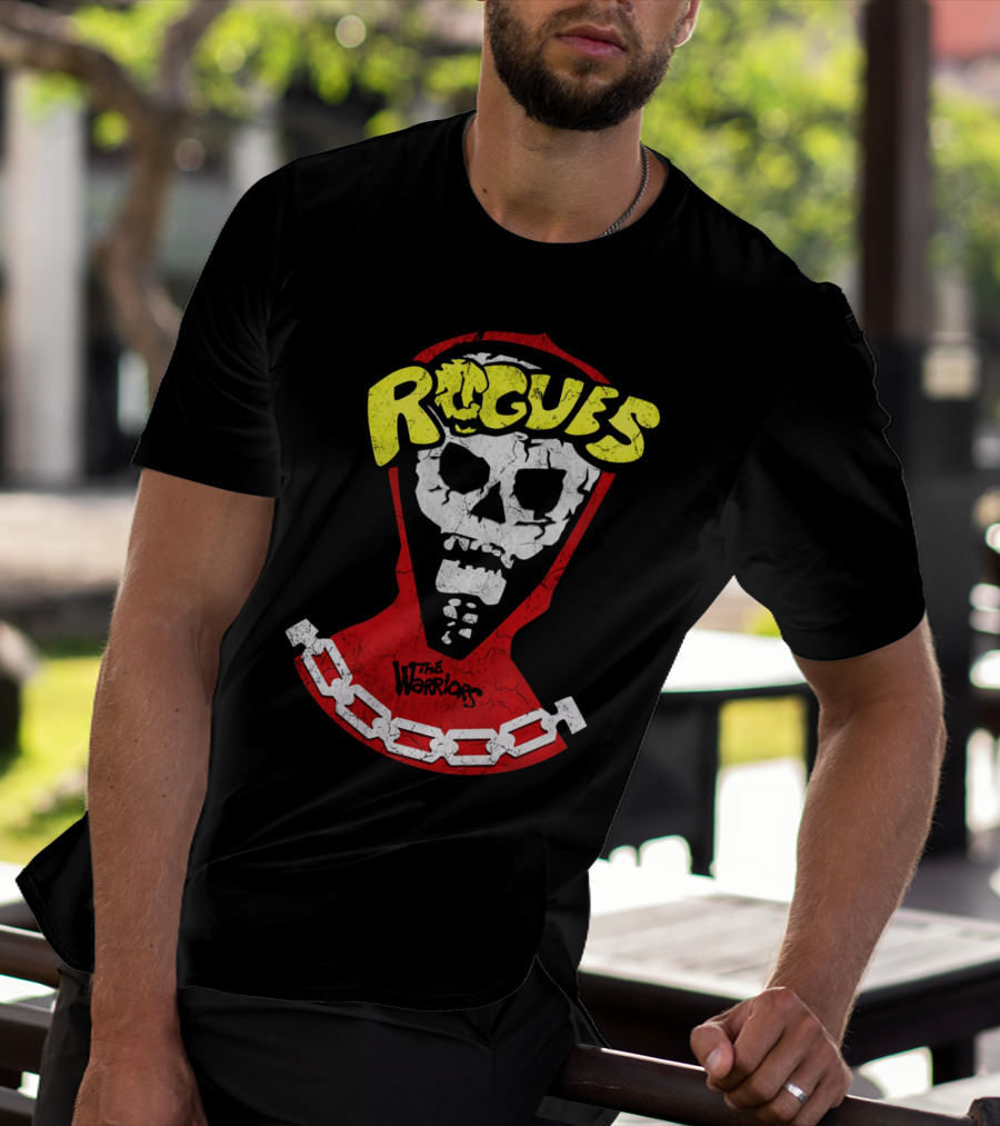 Rogues Skull Mask With Chain And The Warriors T-Shirt
