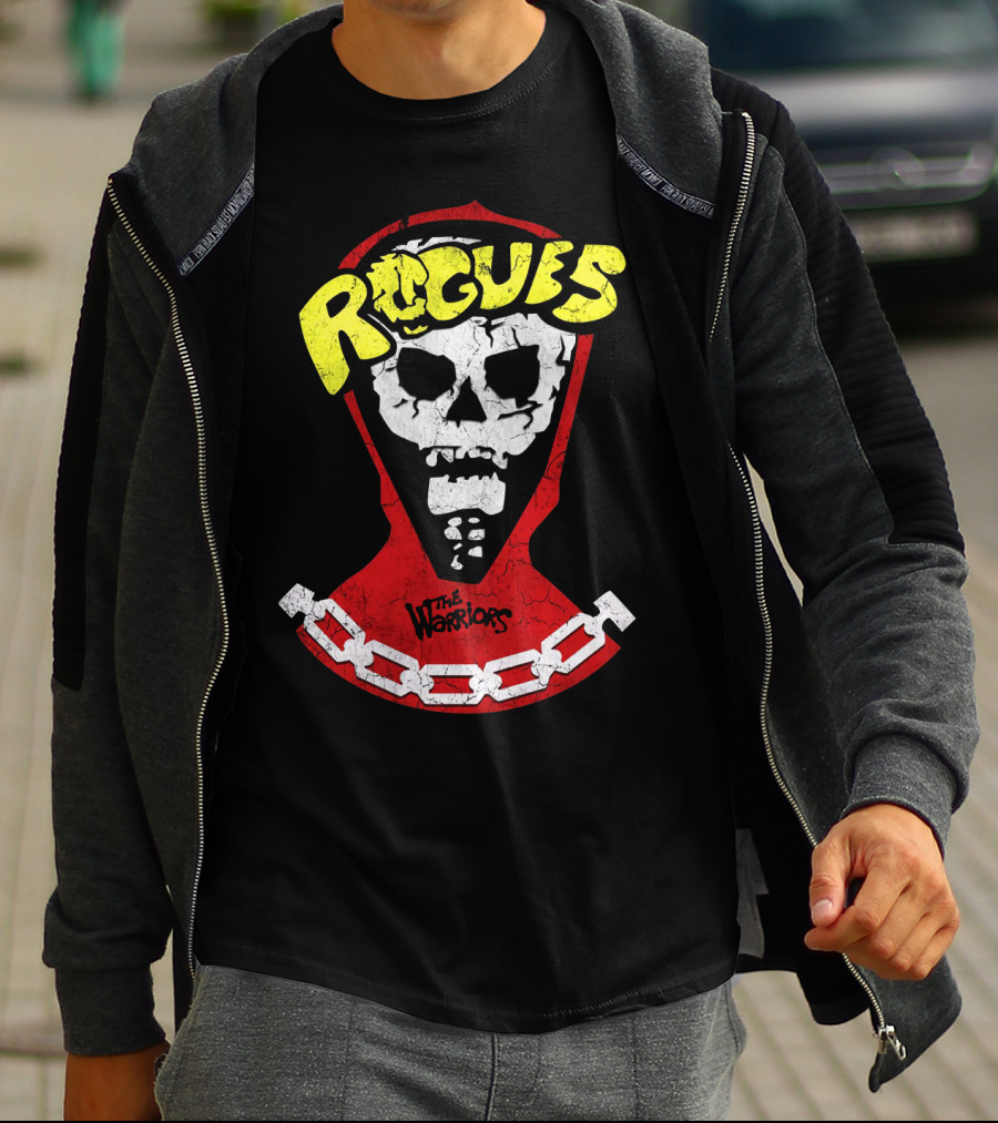 Rogues Skull Mask With Chain And The Warriors T-Shirt