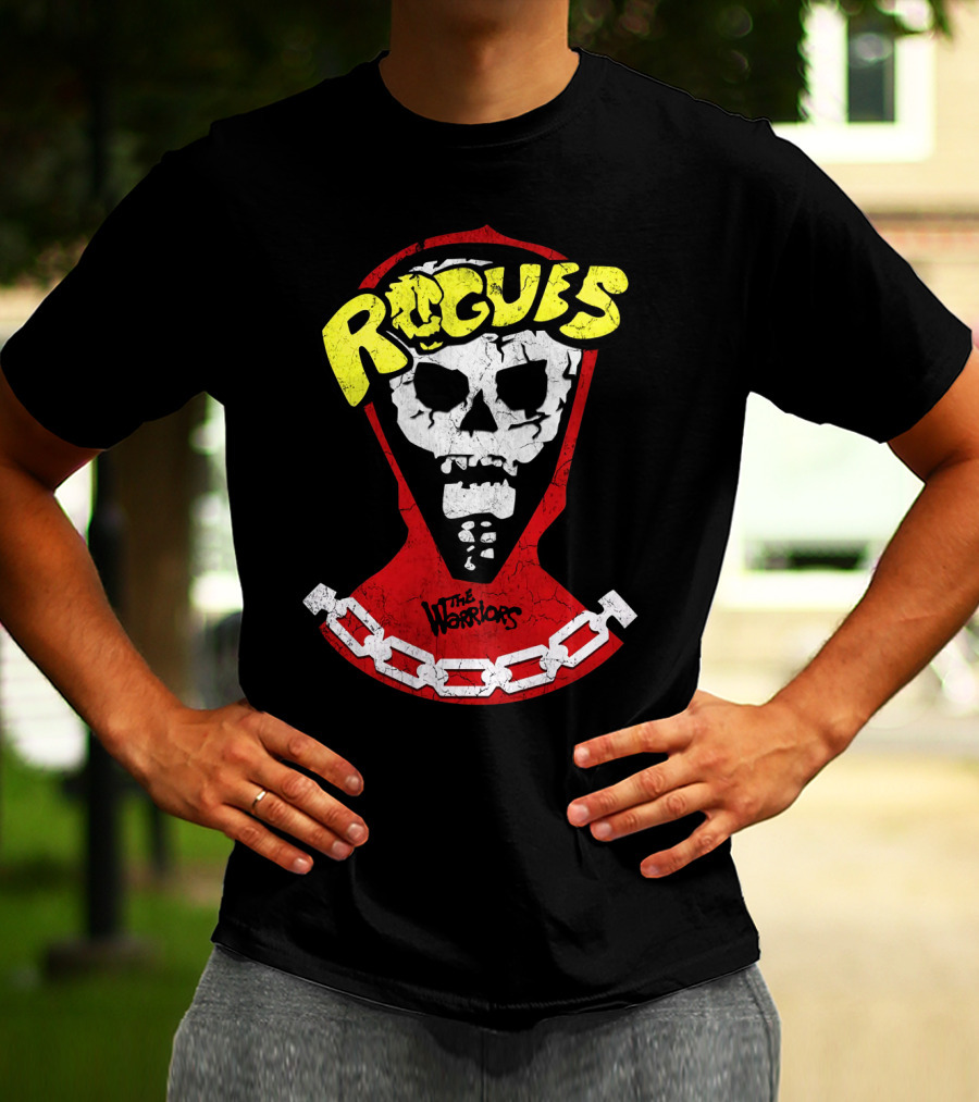 Rogues Skull Mask With Chain And The Warriors T-Shirt