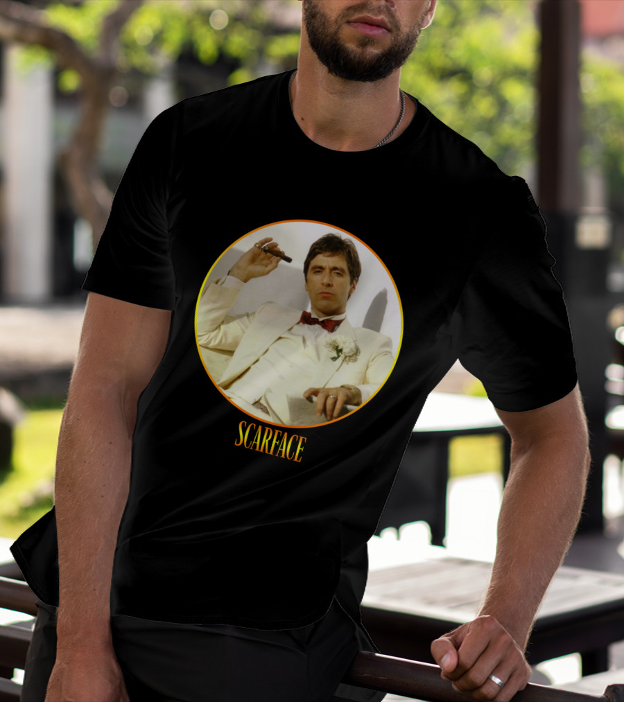 Scarface Iconic Movie Character In Circle Frame T-Shirt