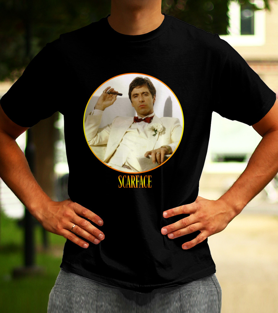 Scarface Iconic Movie Character In Circle Frame T-Shirt