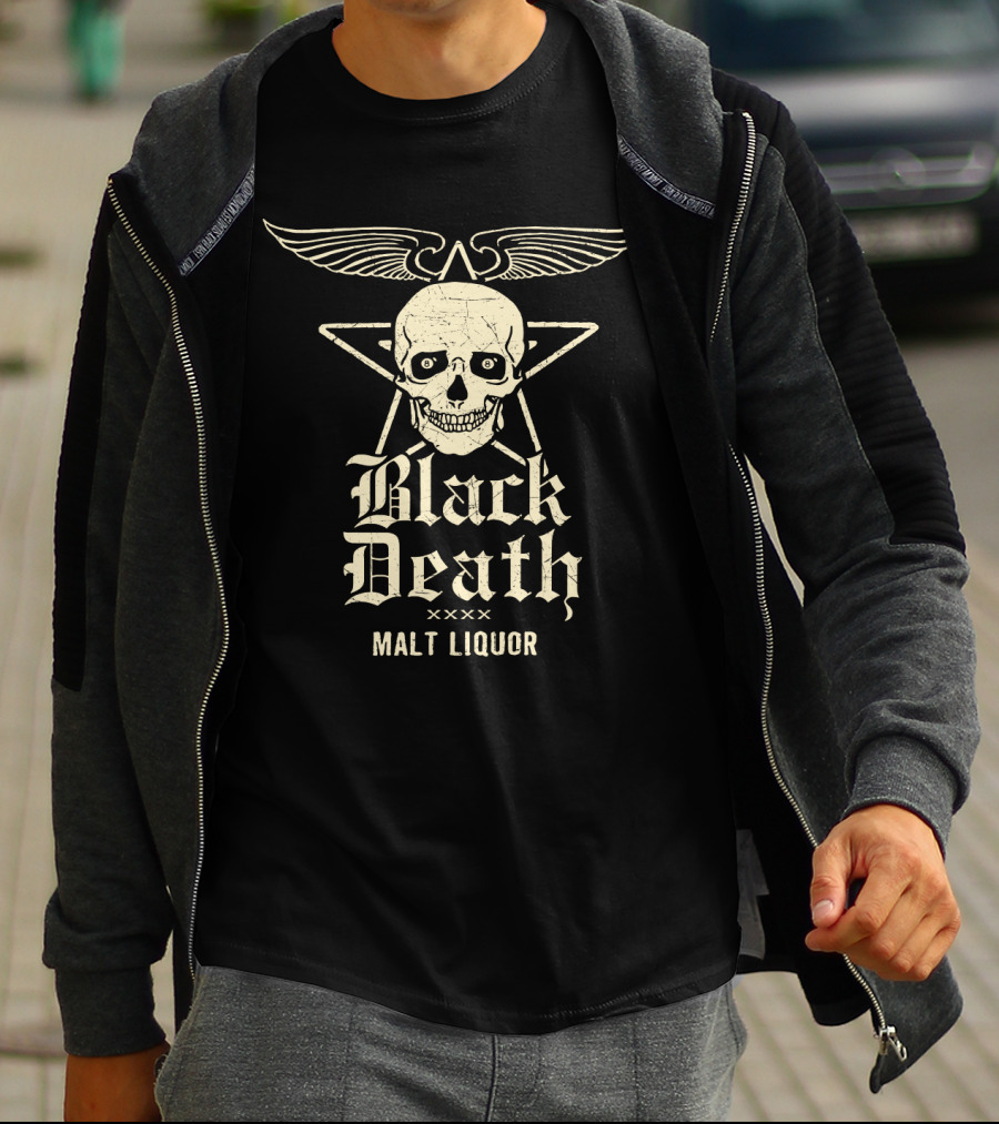 Black Death Malt Liquor Skull Wings T-Shirt