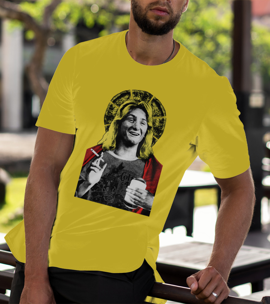 Fast Times At Ridgemont High Jeff Spicoli Halo Smoking And Holding Drink T-Shirt