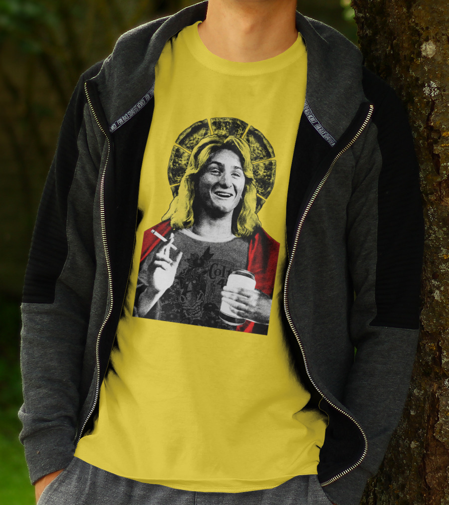 Fast Times At Ridgemont High Jeff Spicoli Halo Smoking And Holding Drink T-Shirt