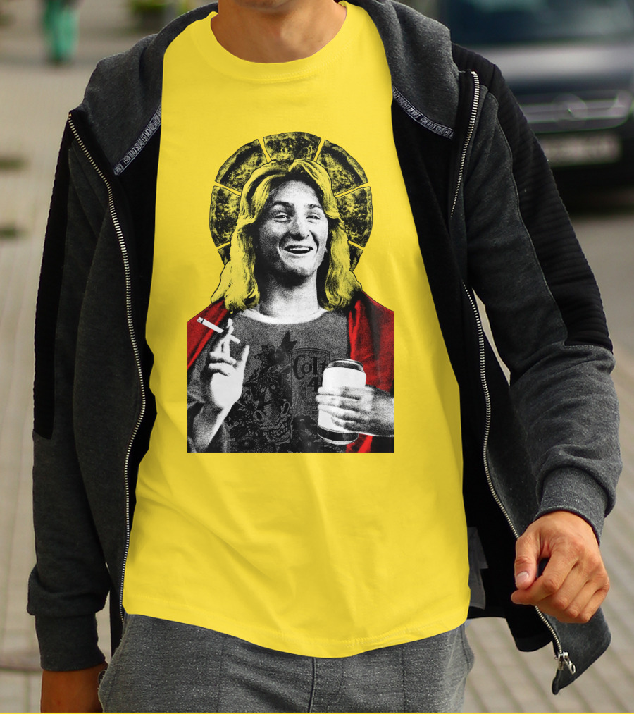 Fast Times At Ridgemont High Jeff Spicoli Halo Smoking And Holding Drink T-Shirt