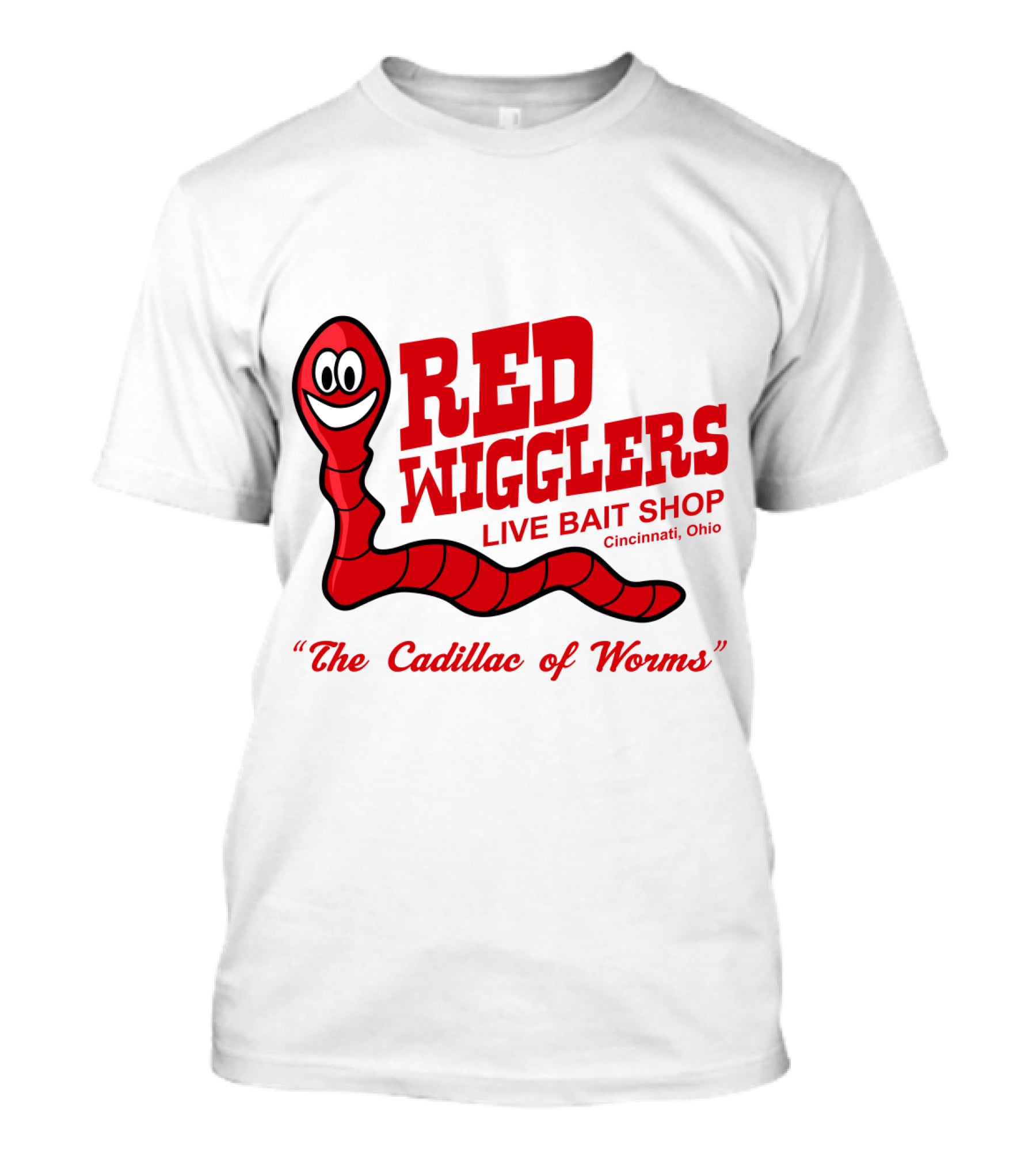 WKRP In Cincinnati Red Wigglers Live Bait Shop The Cadillac Of Worms T-Shirt