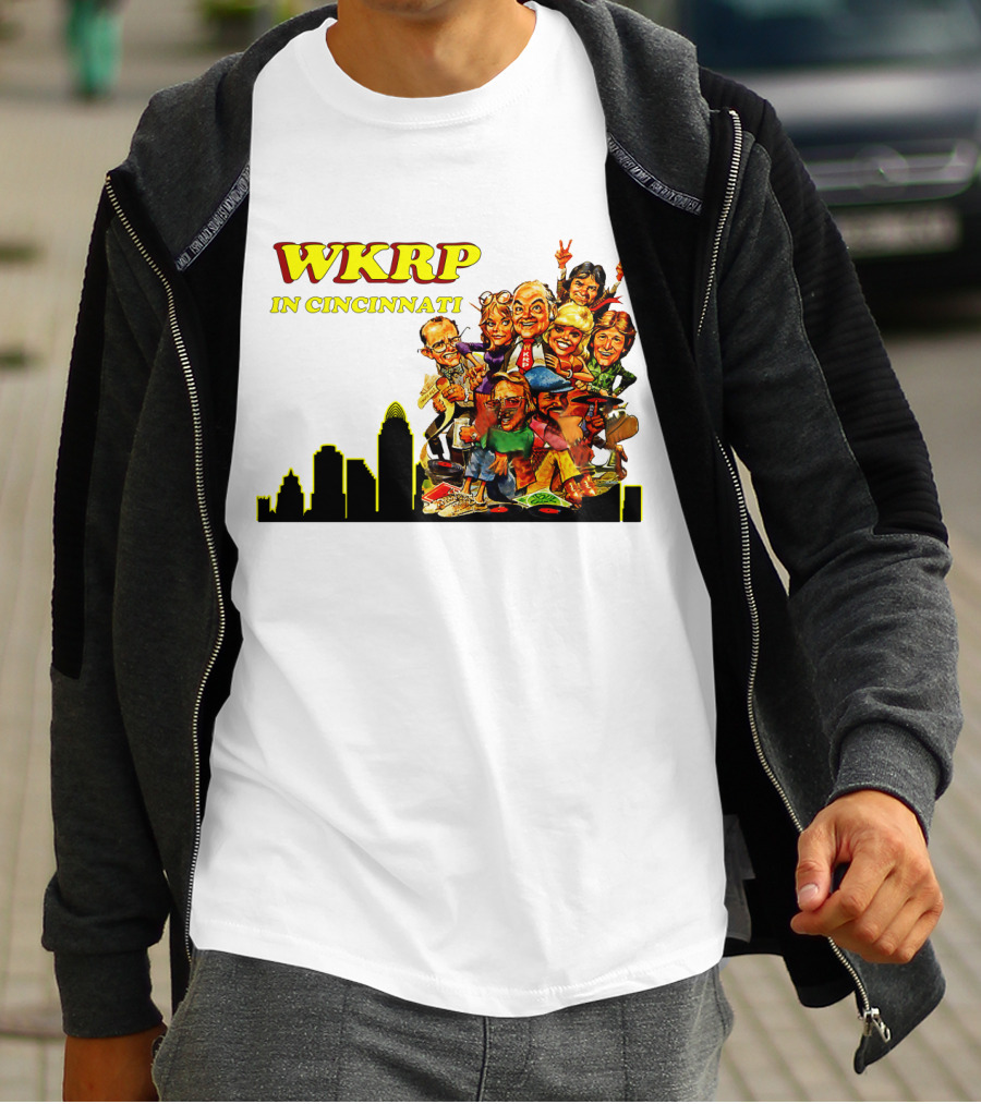 WKRP In Cincinnati Characters And Skyline T-Shirt