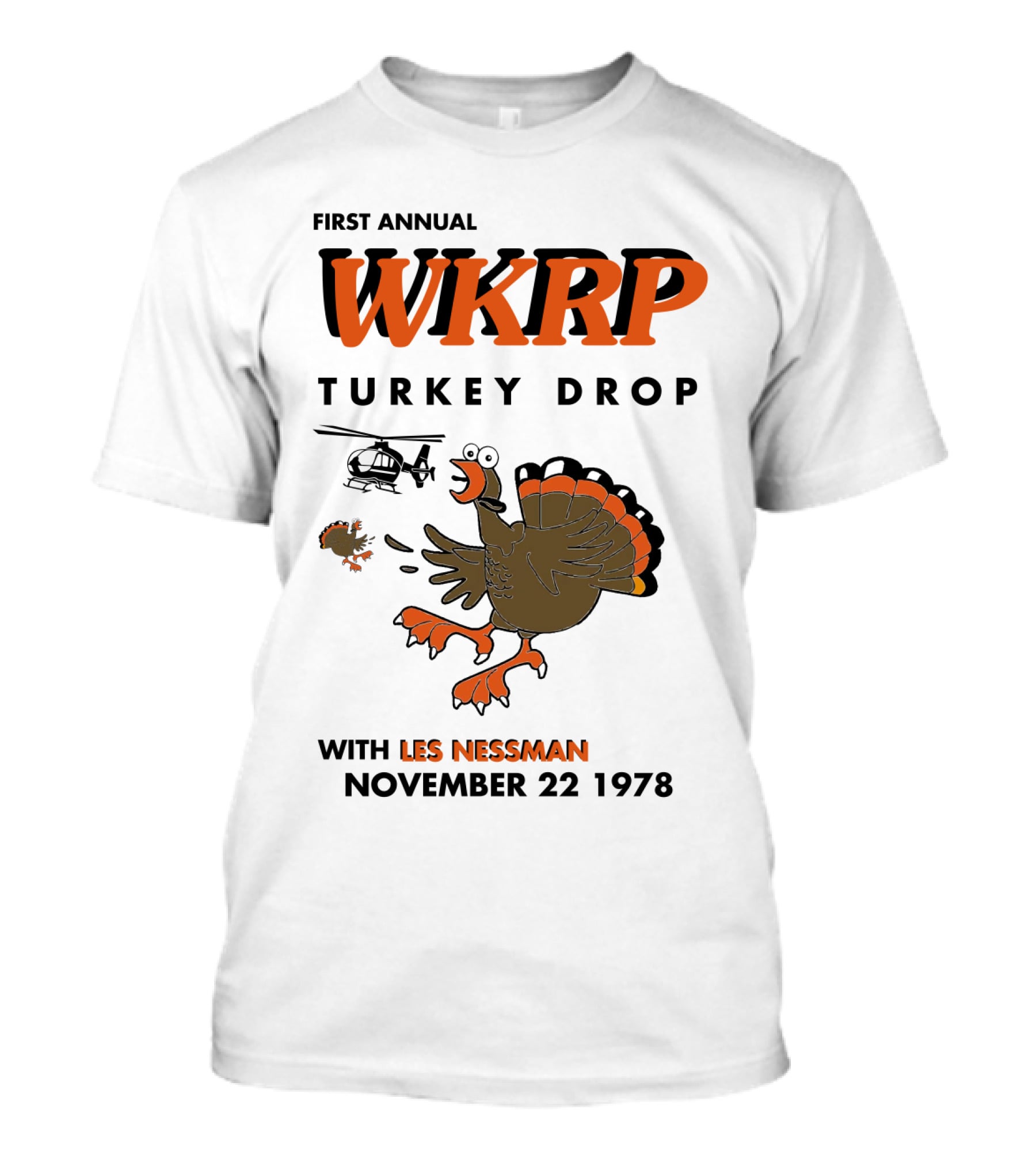 First Annual WKRP Turkey Drop With Les Nessman November 22 1978 T-Shirt
