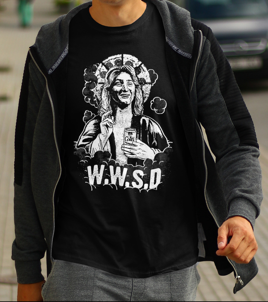 Fast Times WWSD Spicoli With Malt Can And Halo T-Shirt