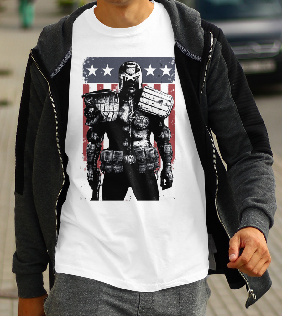Judge Dredd Judgement Day Stars And Stripes Comic Hero T-Shirt