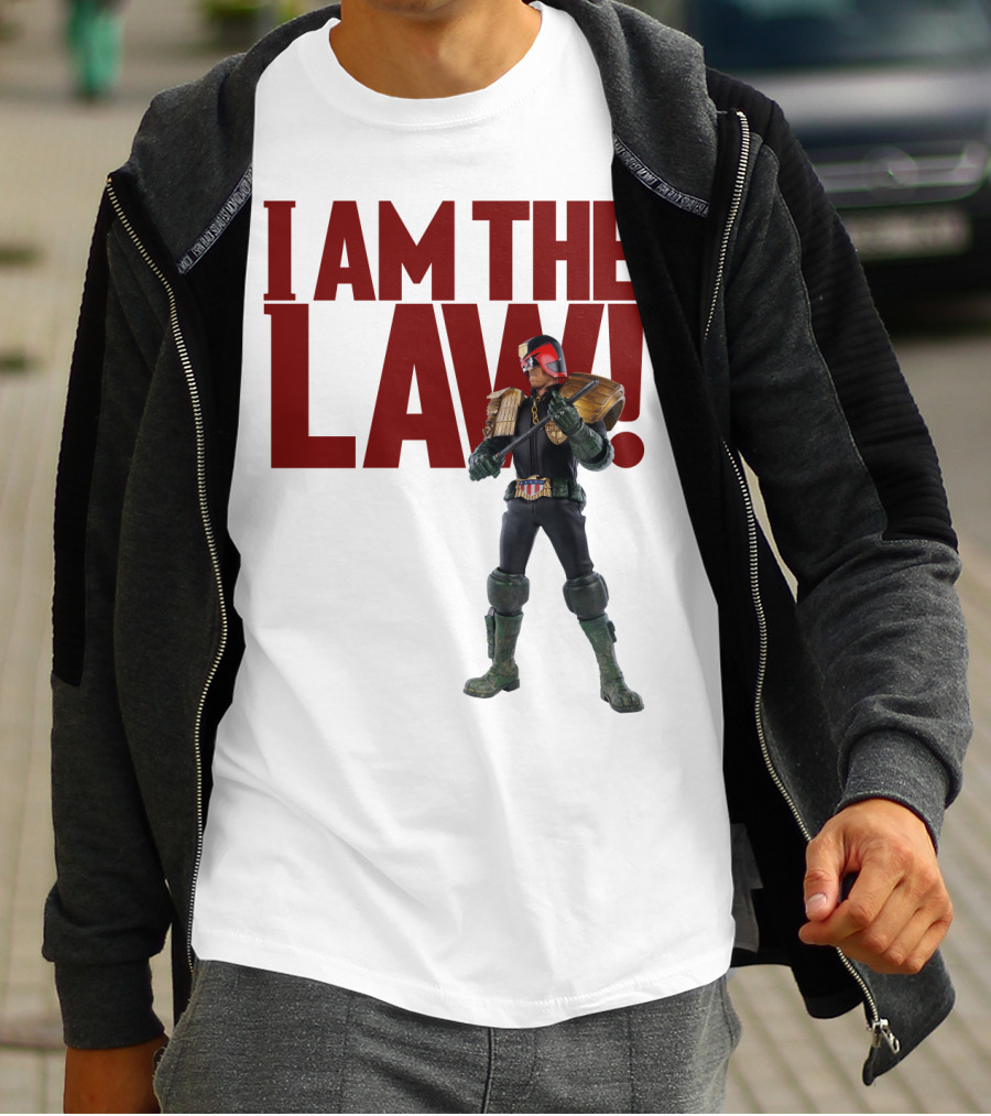 Judge Dredd I Am The Law Action Figure Stance T-Shirt