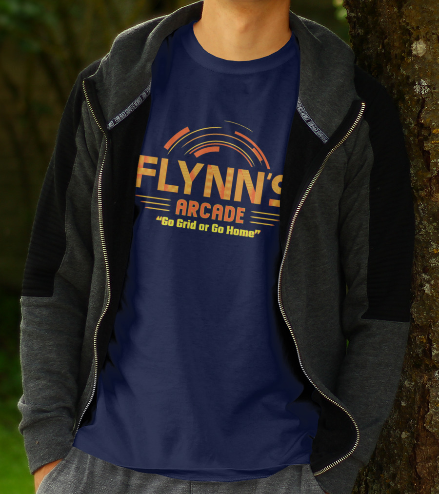 Flynn's Arcade Go Grid Or Go Home Retro Gaming T-Shirt