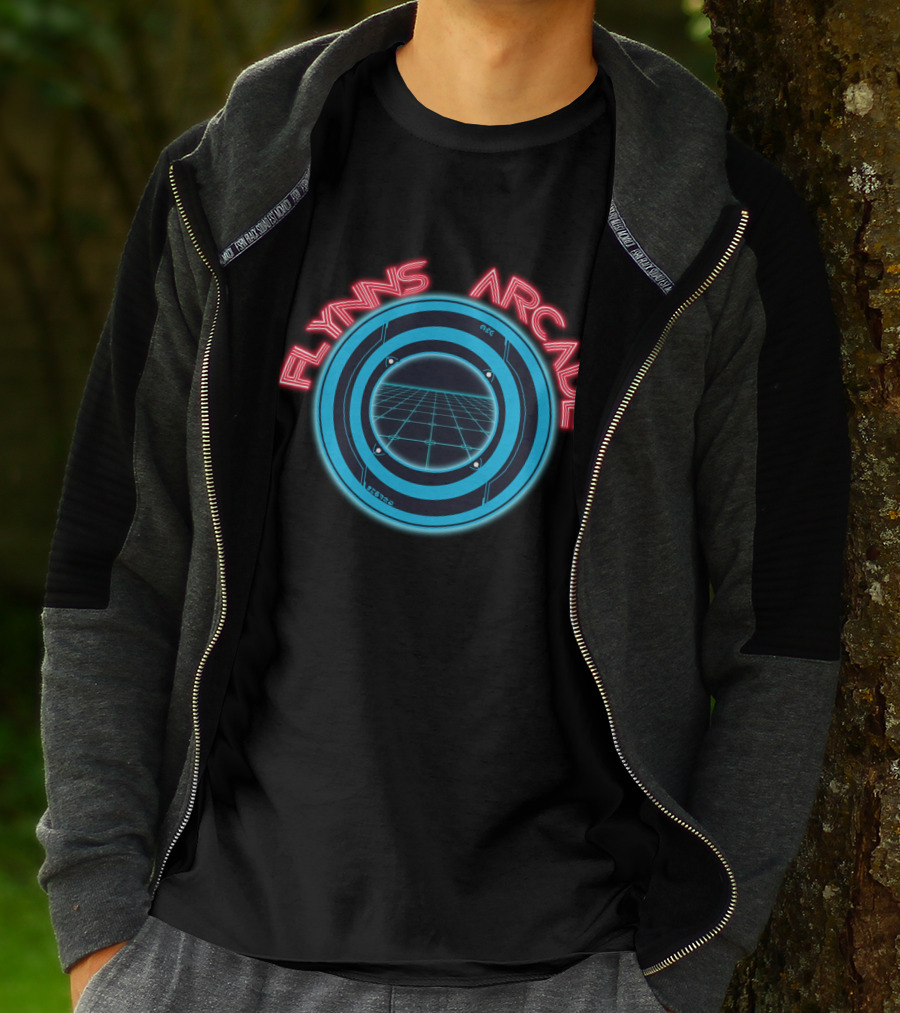 Flynn's Arcade Tron Grid Logo Neon T-Shirt