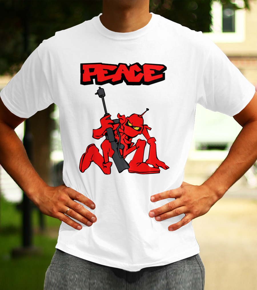 PEACE Ant Holding Rifle T-Shirt