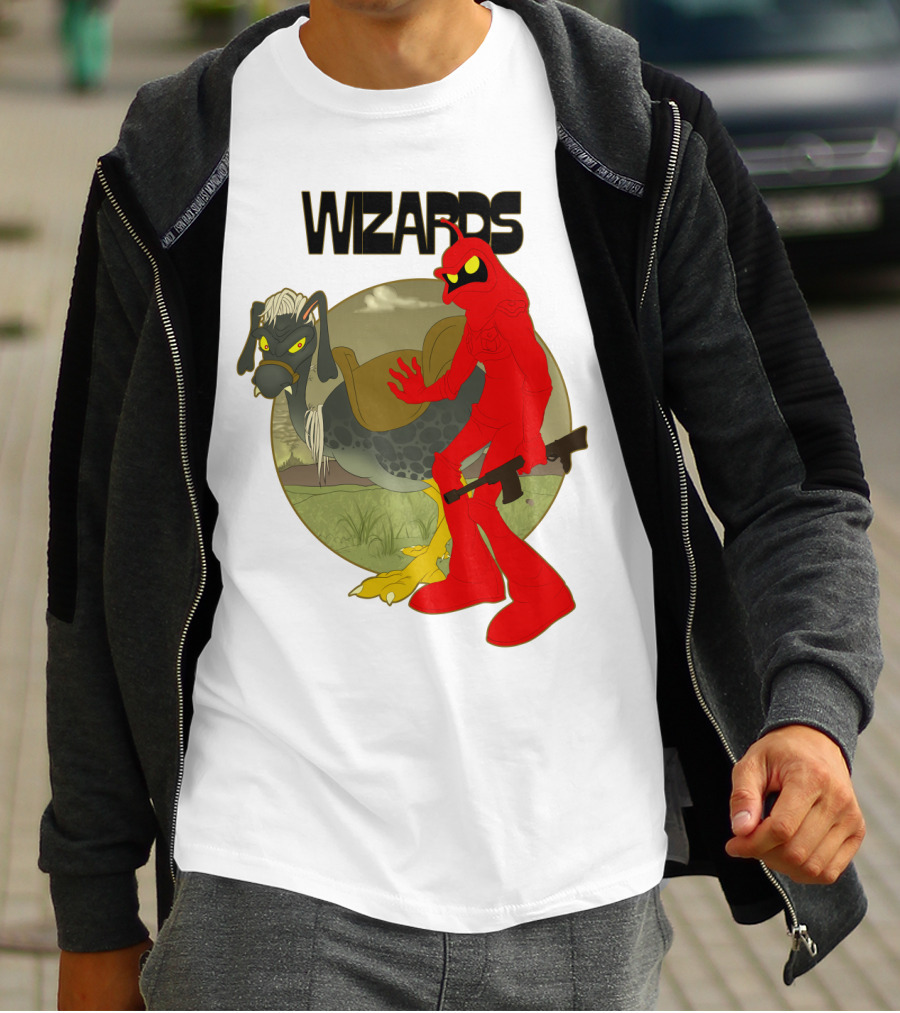 Wizards Animation Character With Red Humanoid And Armed Bird T-Shirt