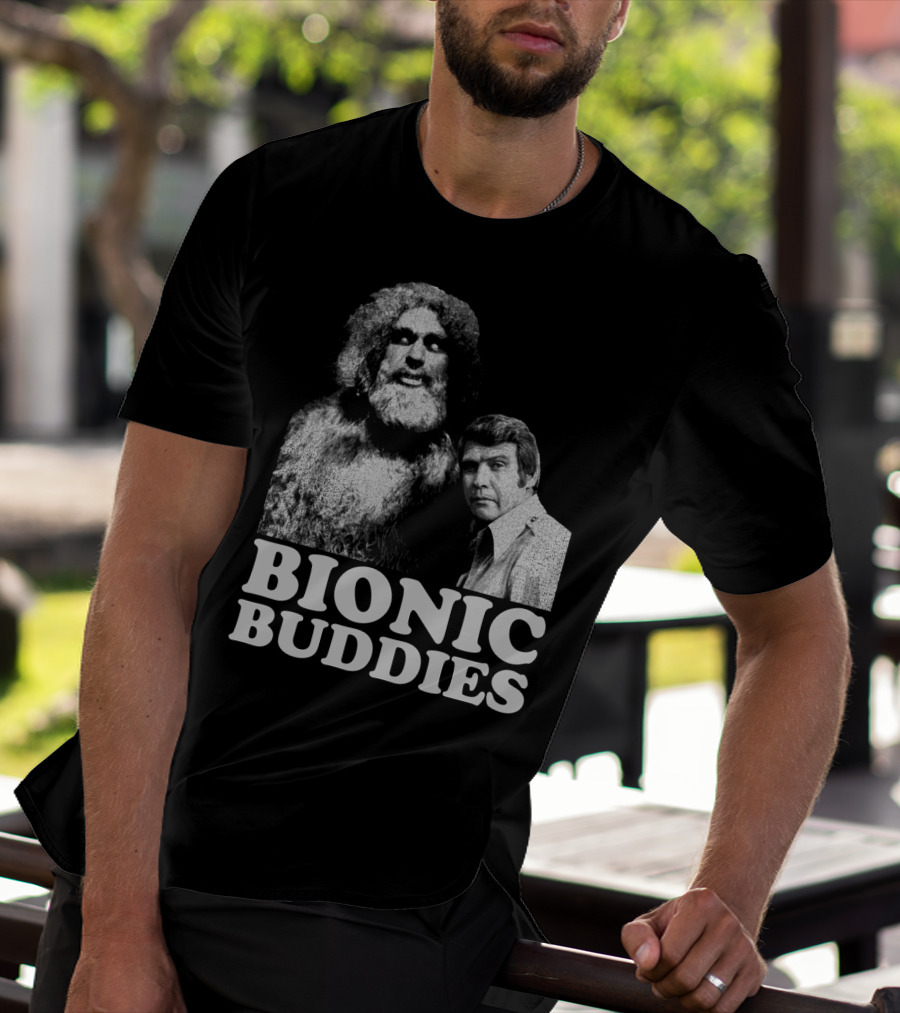 Six Million Dollar Man Bionic Buddies Retro TV Show Iconic Duo T-Shirt