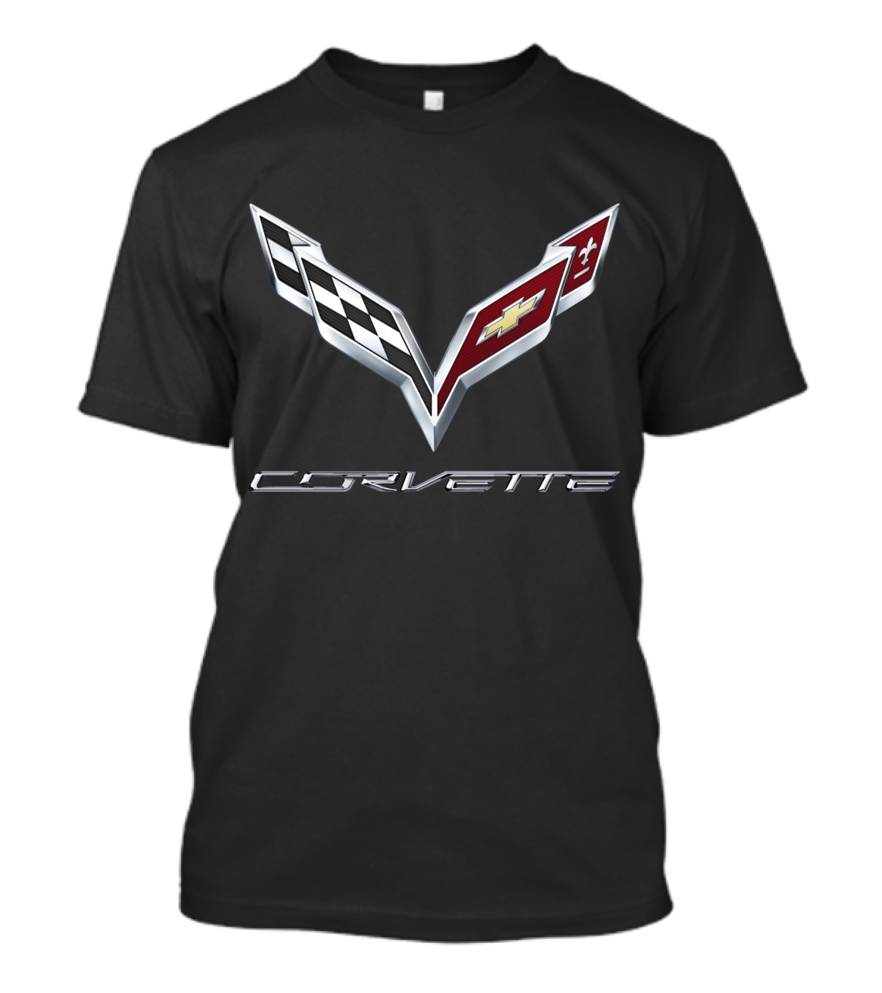 Chevrolet Corvette C7 Emblem With Racing Flags And Iconic T-Shirt