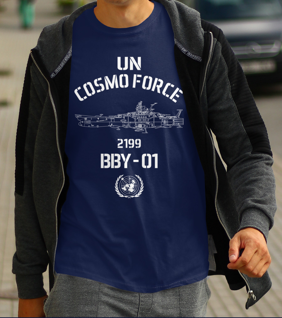 UN Cosmo Force 2199 BBY-01 Spaceship Blueprint T-Shirt