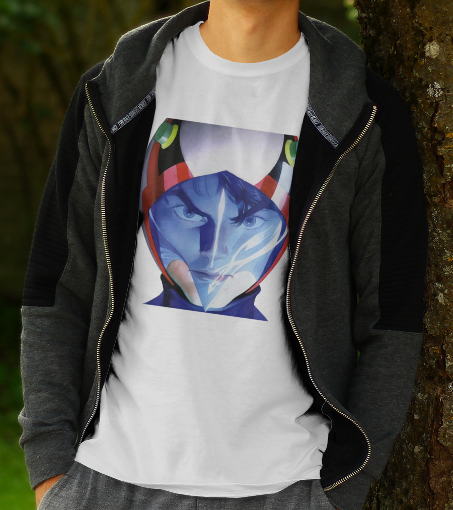 Battle Of The Planets GuideBook Helmet Face Close-Up T-Shirt