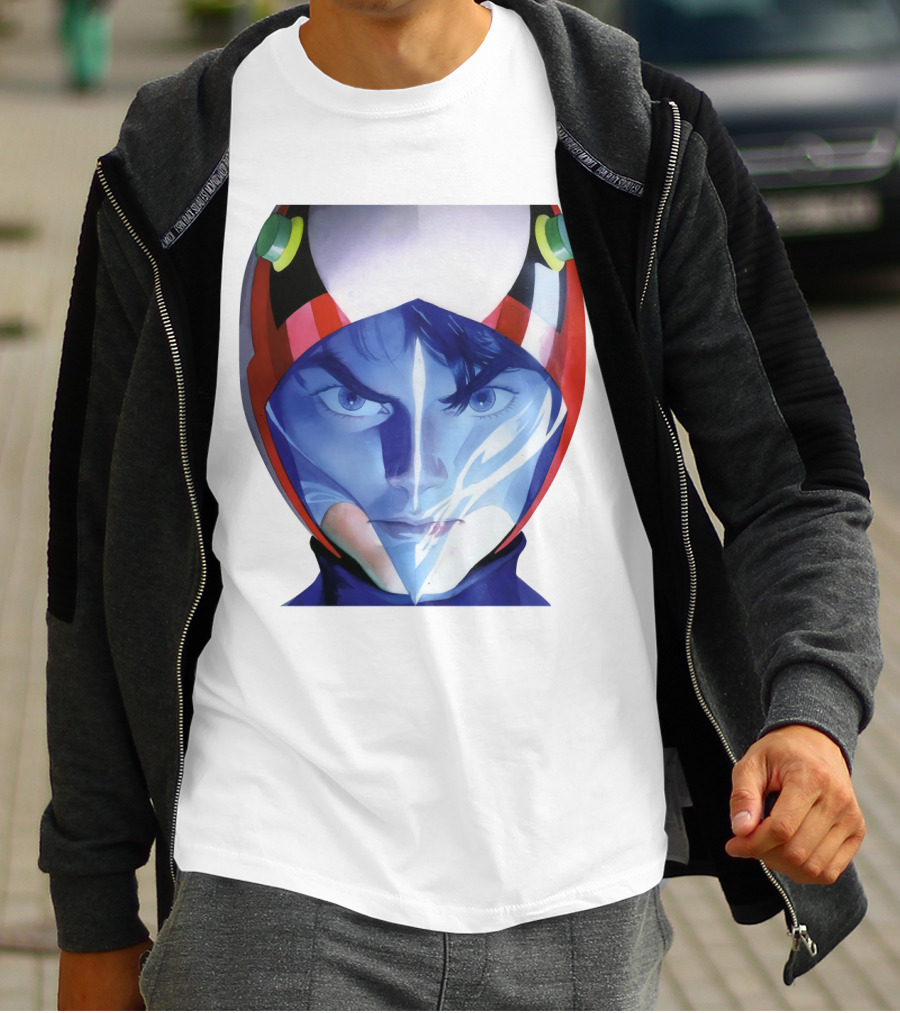 Battle Of The Planets GuideBook Helmet Face Close-Up T-Shirt