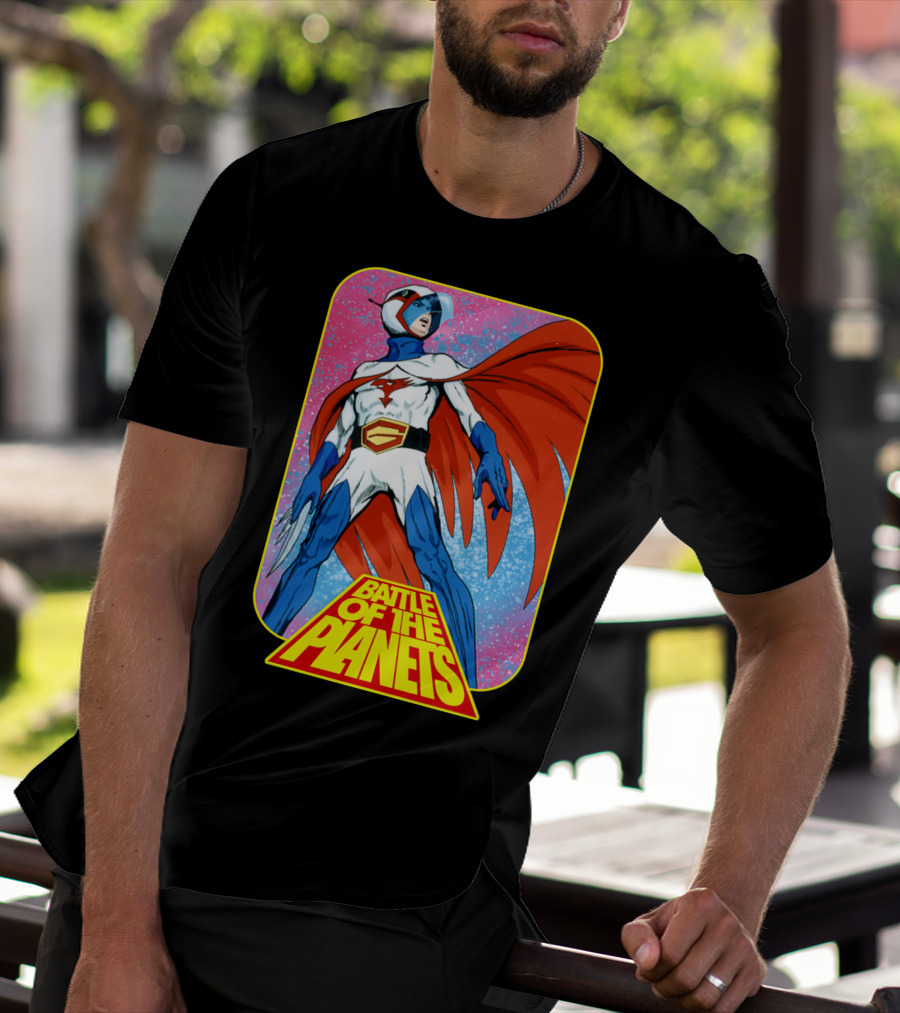 Battle Of The Planets G-Force Heroic Stance In Space Background T-Shirt