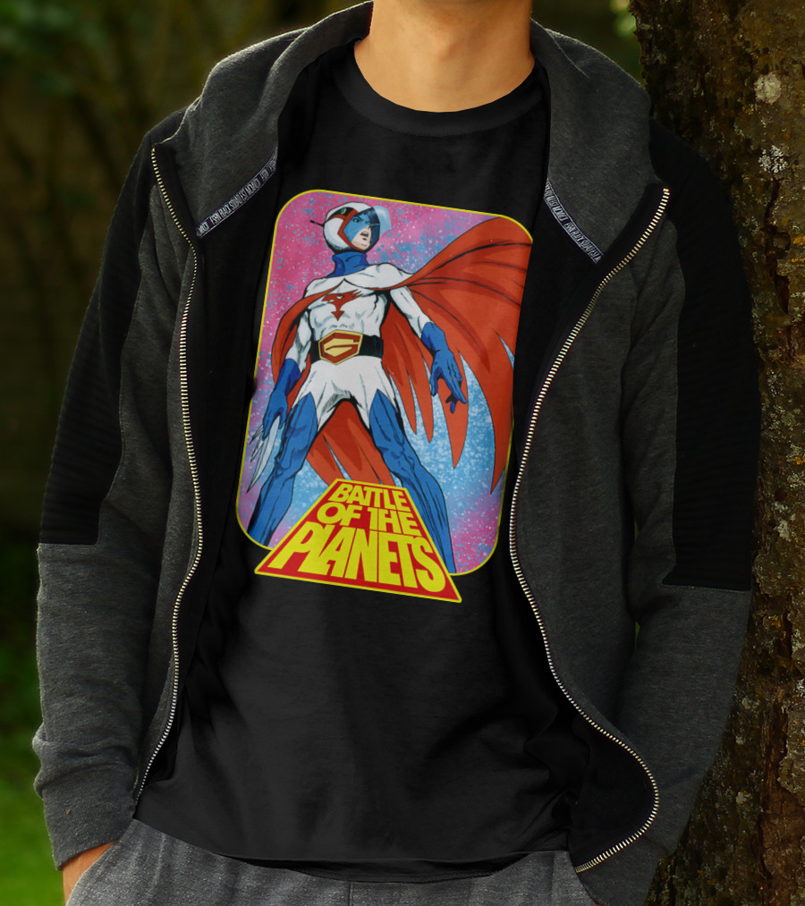Battle Of The Planets G-Force Heroic Stance In Space Background T-Shirt
