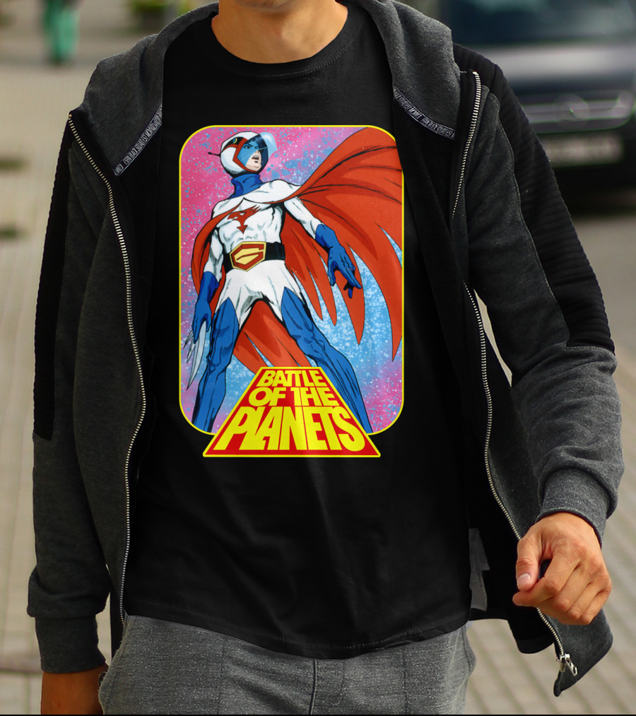 Battle Of The Planets G-Force Heroic Stance In Space Background T-Shirt