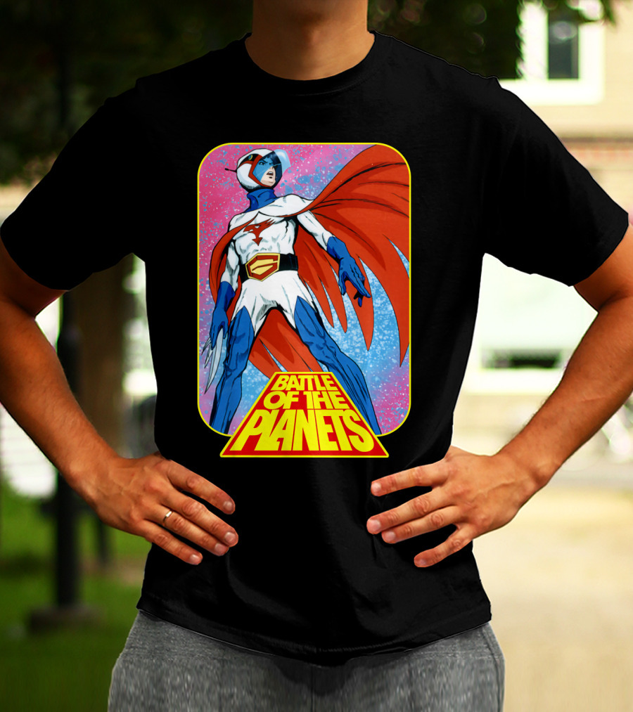 Battle Of The Planets G-Force Heroic Stance In Space Background T-Shirt