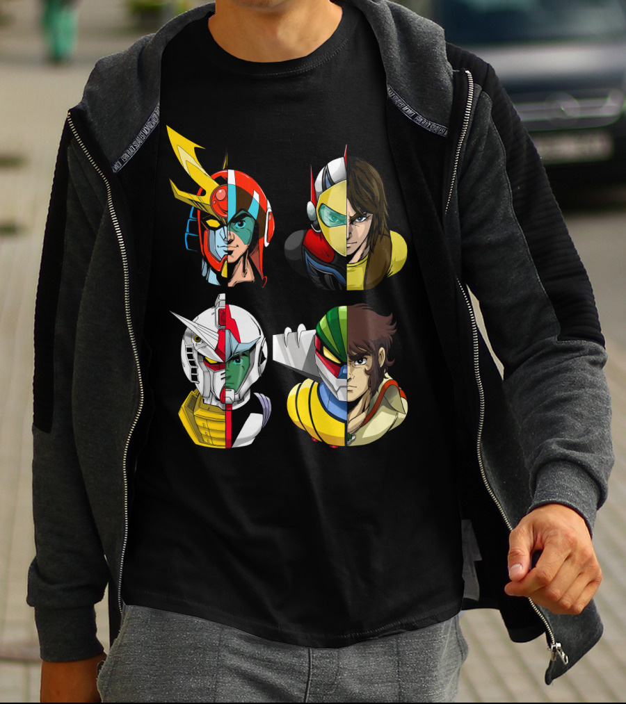 Duke Fleed Jeeg Gundam Daitarn Iconic Mecha Heroes Fusion T-Shirt