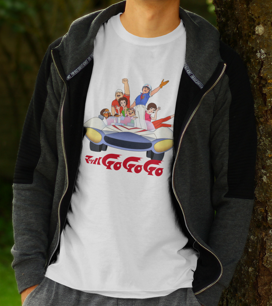 Mach GoGoGo Anime Group In Classic Racing Car T-Shirt