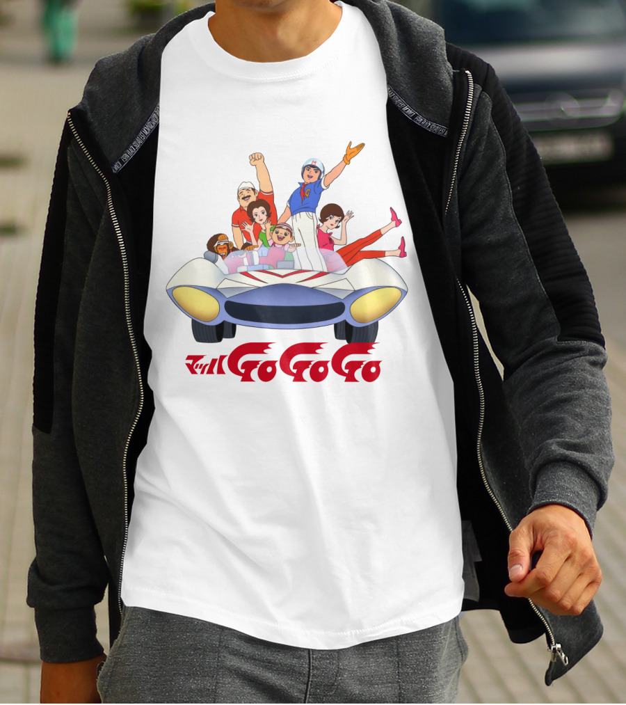 Mach GoGoGo Anime Group In Classic Racing Car T-Shirt