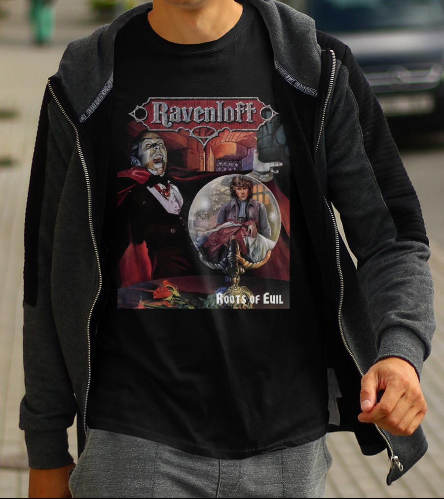 Ravenloft Roots Of Evil Vampire And Crystal Ball Fantasy T-Shirt