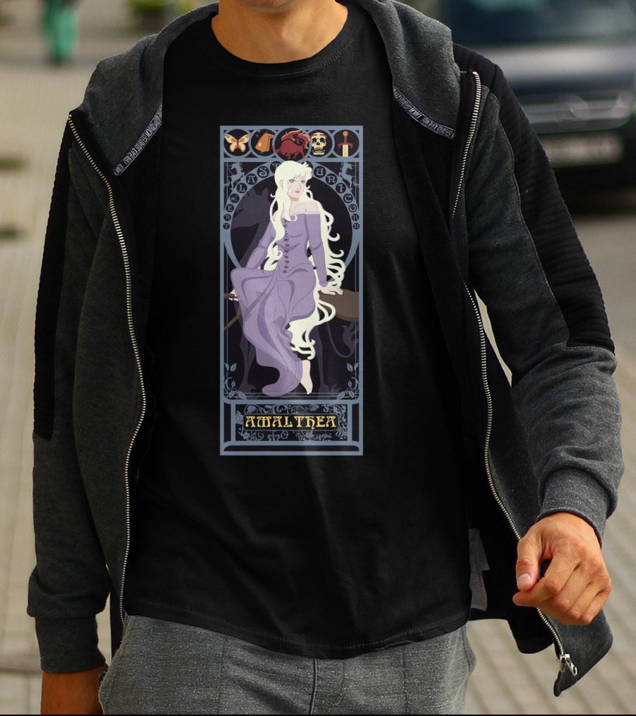 Amalthea The Last Unicorn Fantasy Vintage Style Art Nouveau T-Shirt