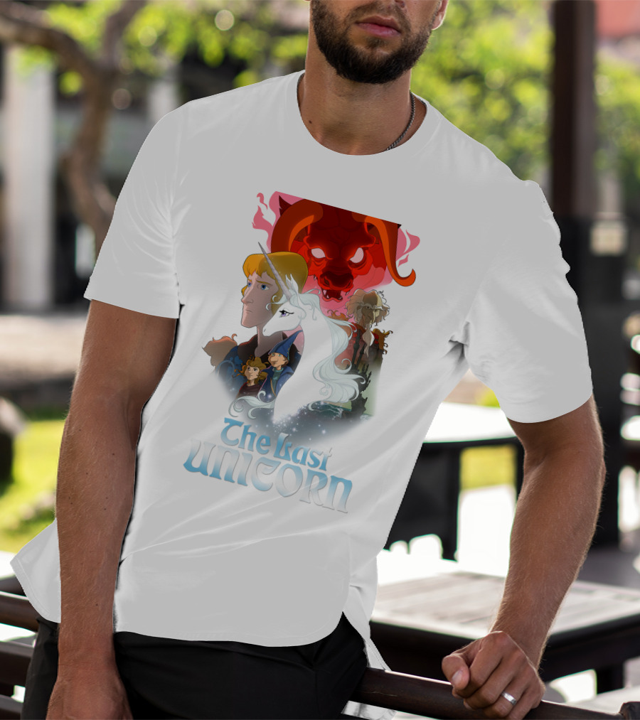 The Last Unicorn Animated Fantasy Characters And Red Bull Face T-Shirt