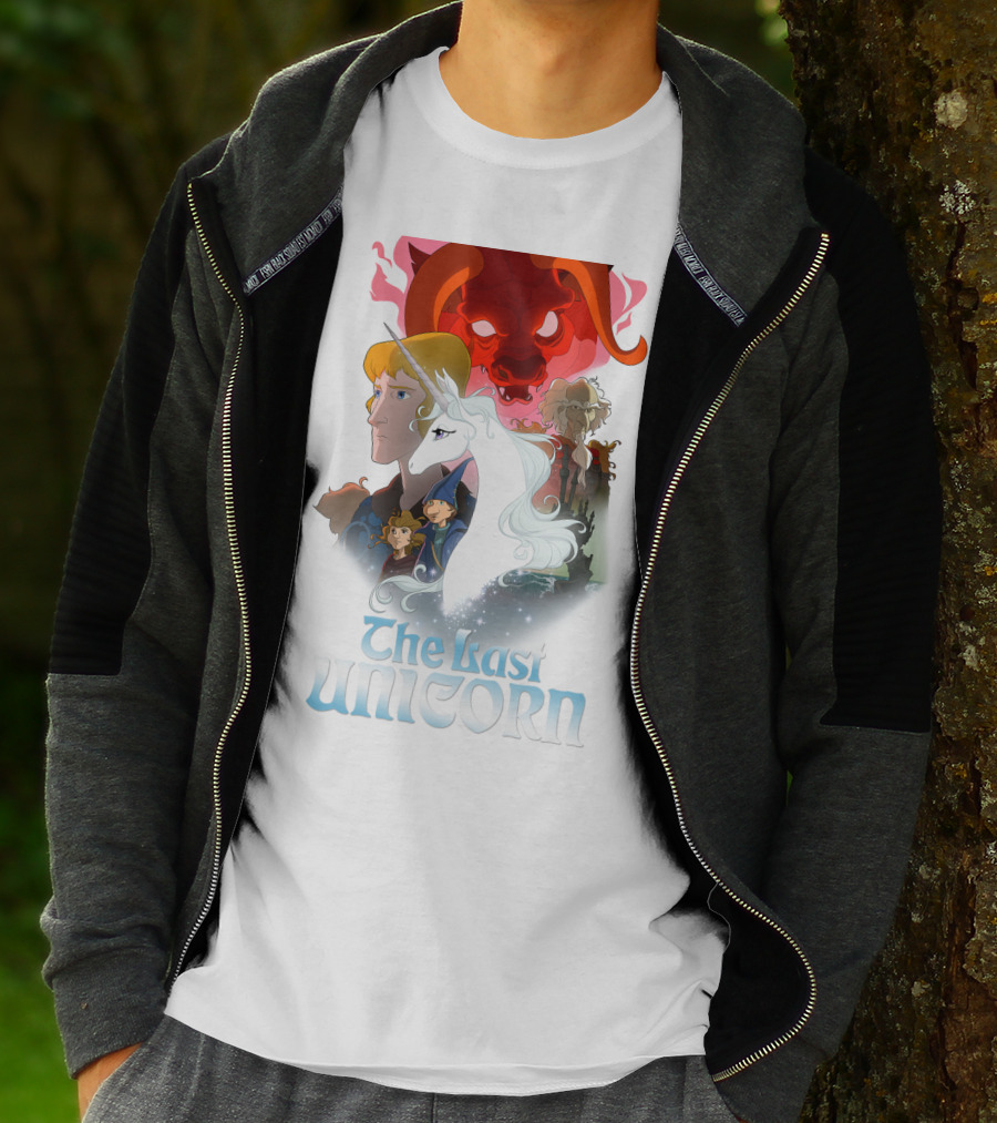 The Last Unicorn Animated Fantasy Characters And Red Bull Face T-Shirt