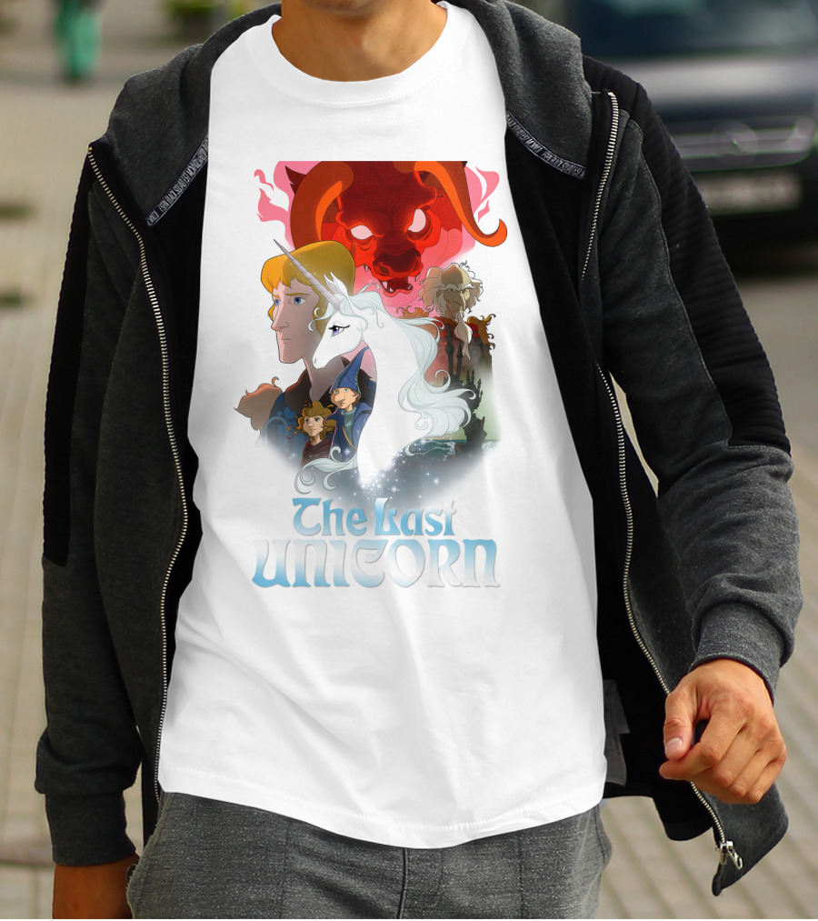 The Last Unicorn Animated Fantasy Characters And Red Bull Face T-Shirt
