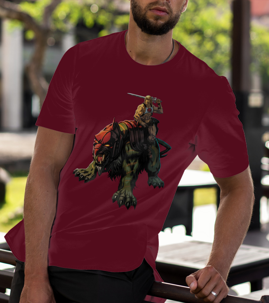 He-Man Riding Battle Cat With Sword Raised T-Shirt