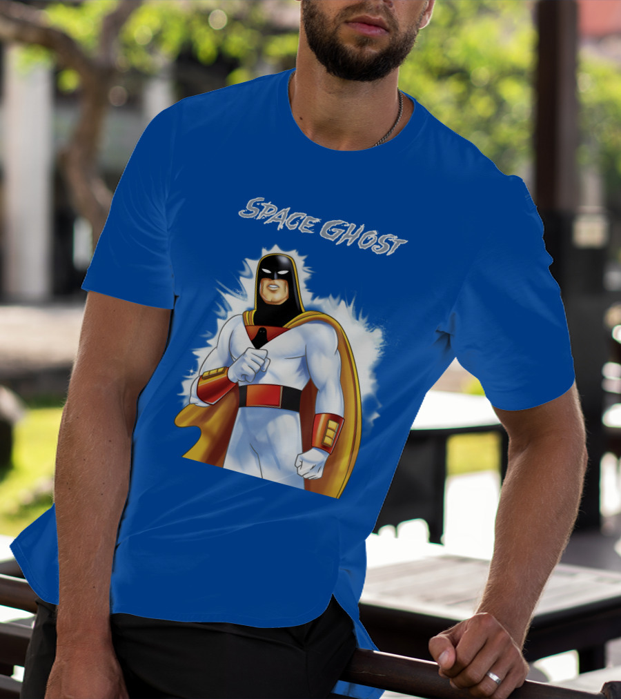 Space Ghost Classic Character With Dynamic Pose And Iconic Heroic T-Shirt